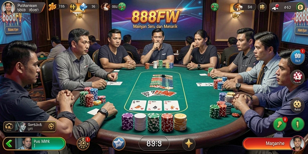 Screenshot gameplay Poker yang penuh aksi dan seru di 888FW.
