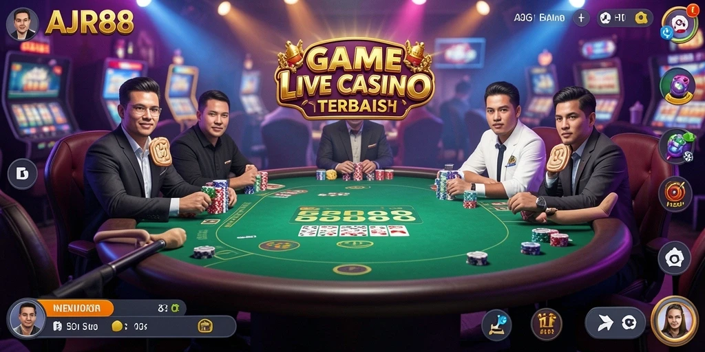 Screenshot gameplay AJR88 Live Casino dengan dealer langsung.