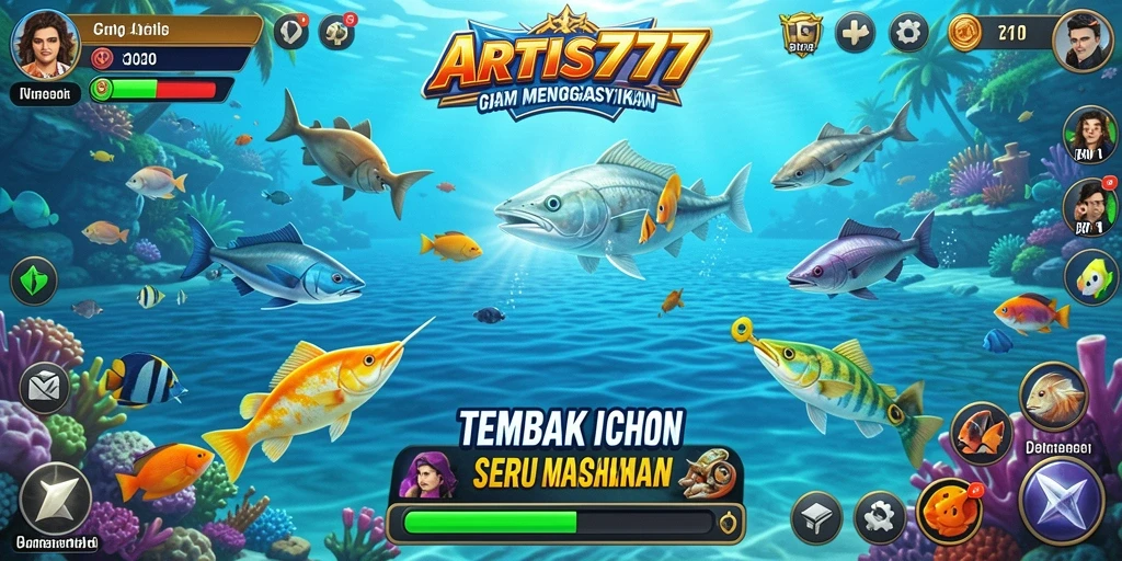Screenshot gameplay ARTIS777 menampilkan aksi menangkap ikan yang seru.