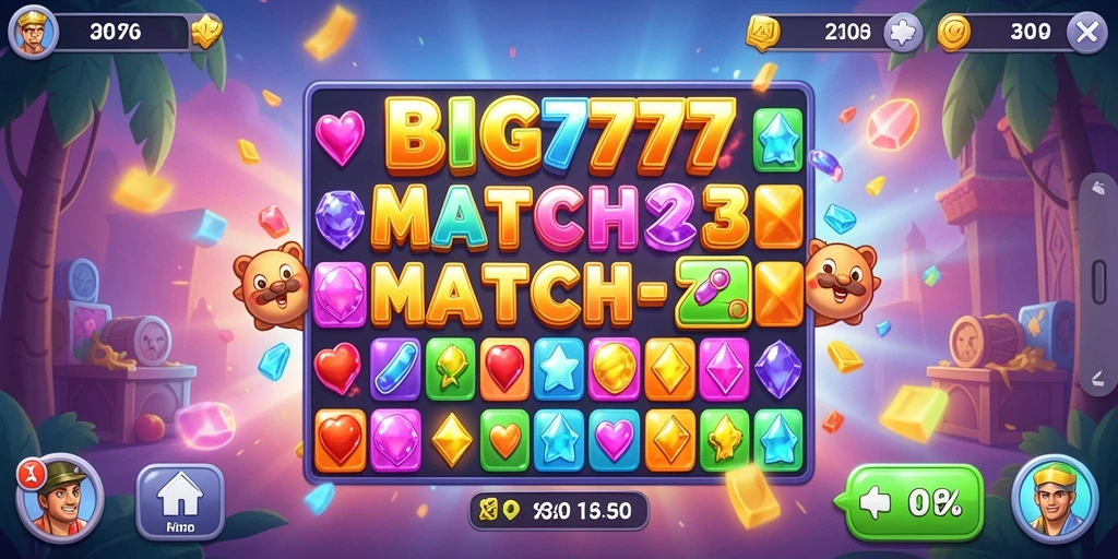 Screenshot menunjukkan momen seru dalam gameplay Match-3 BIG777.