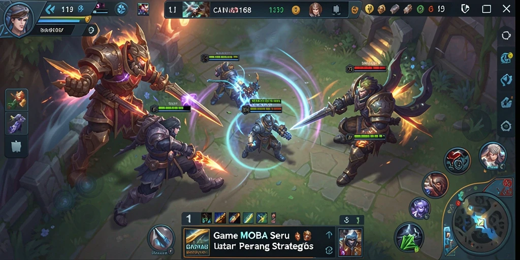 Tampilan gameplay MOBA seru dan menegangkan di CANVA168.