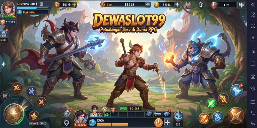Screenshot DEWASLOT99 menampilkan aksi pertarungan RPG yang mendebarkan.