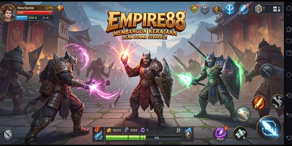 Tampilan gameplay EMPIRE88 saat membangun kerajaan dan mengatur strategi.