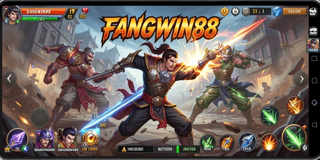 Tangkapan layar menunjukkan pertempuran intens di FANGWIN88.