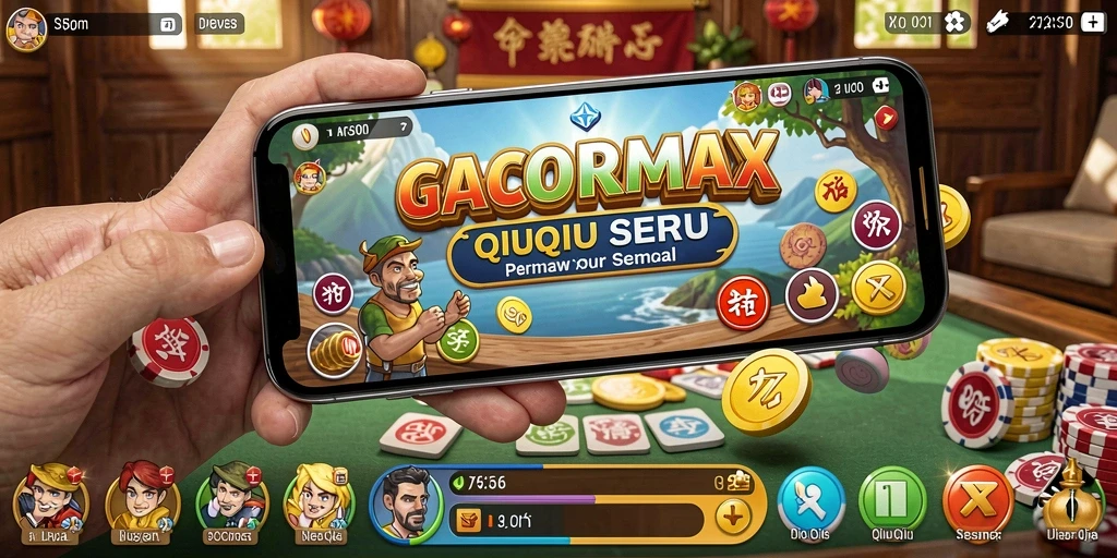 Screenshot utama GACORMAX yang menunjukkan aksi seru dalam permainan QiuQiu.