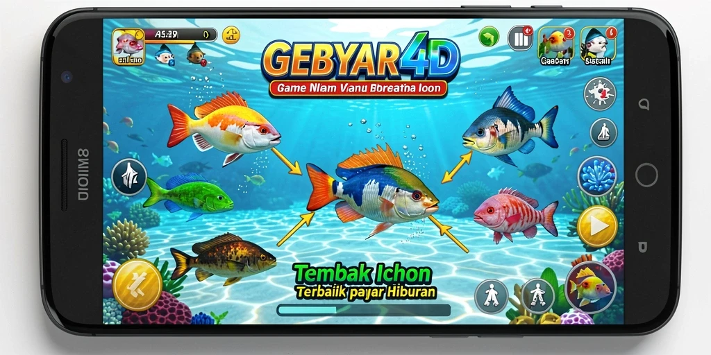 Screenshot GEBYAR4D menampilkan momen seru saat menembak ikan.