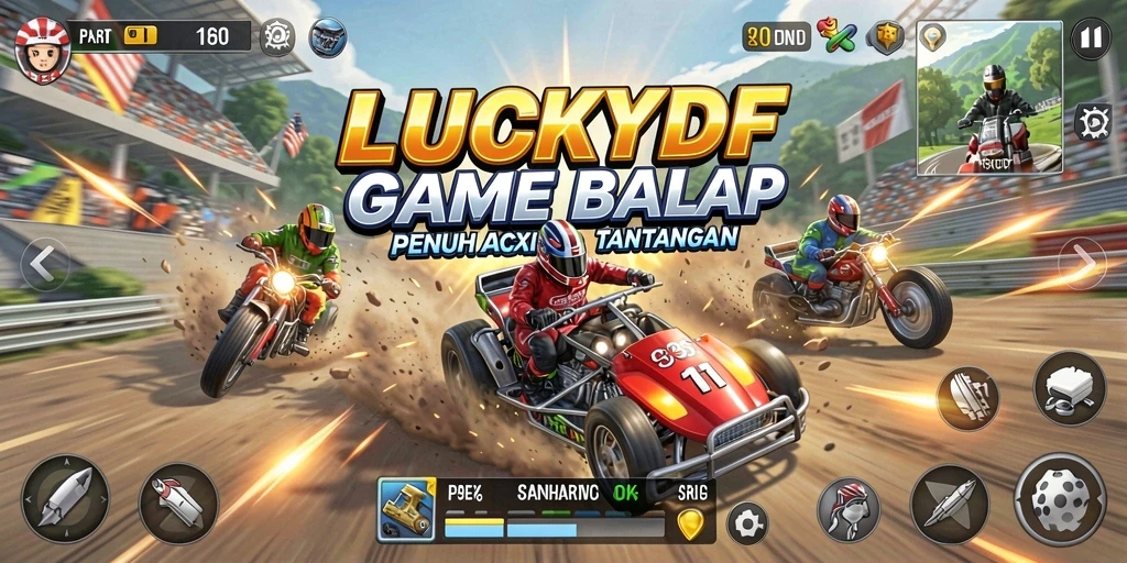 Tampilan gameplay LUCKYDF dengan aksi balap yang seru.