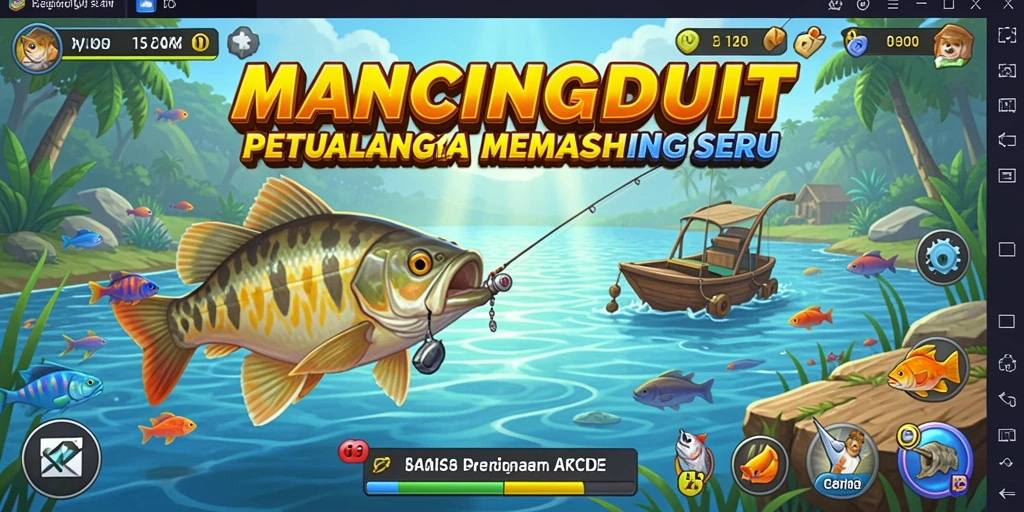 Gameplay seru MANCINGDUIT saat menangkap ikan besar.