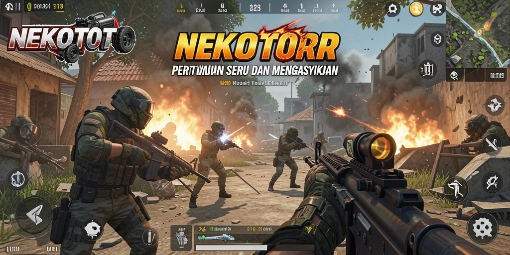 Tangkapan layar permainan NEKOTOTO menunjukkan aksi pertempuran yang mendebarkan.