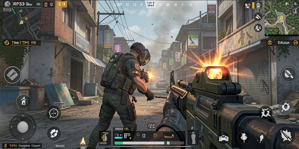 Tampilan gameplay RR33 menunjukkan pertempuran seru dan strategis di medan perang.