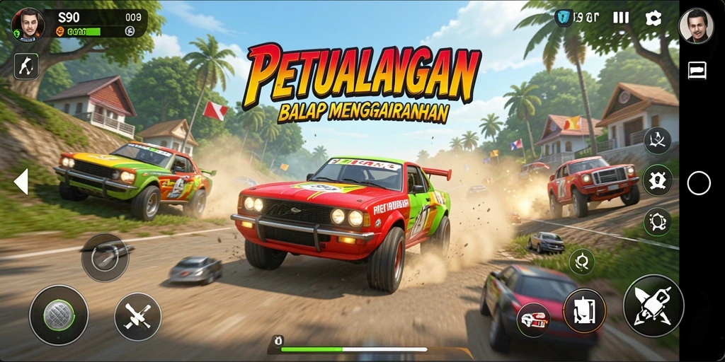 Gameplay S80 yang menegangkan dalam balapan yang seru dan cepat.