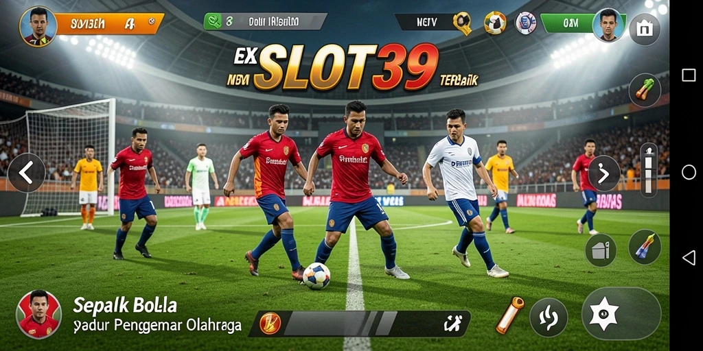 Tampilan gameplay SLOT39 yang seru dan menegangkan di lapangan sepak bola.