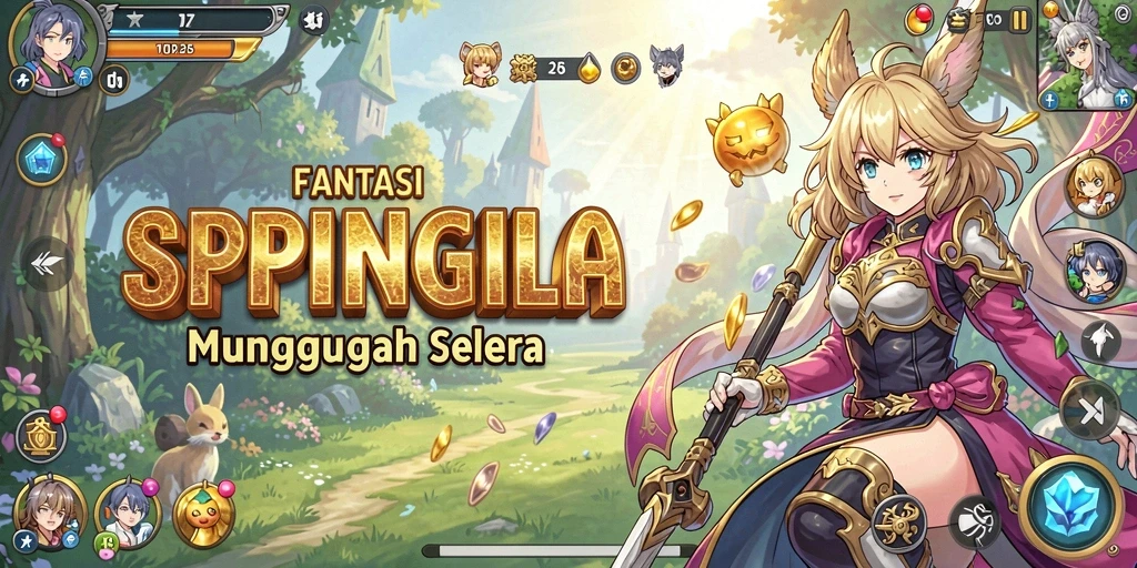 Gameplay SPINGILA yang menarik dengan karakter anime yang fantastis.