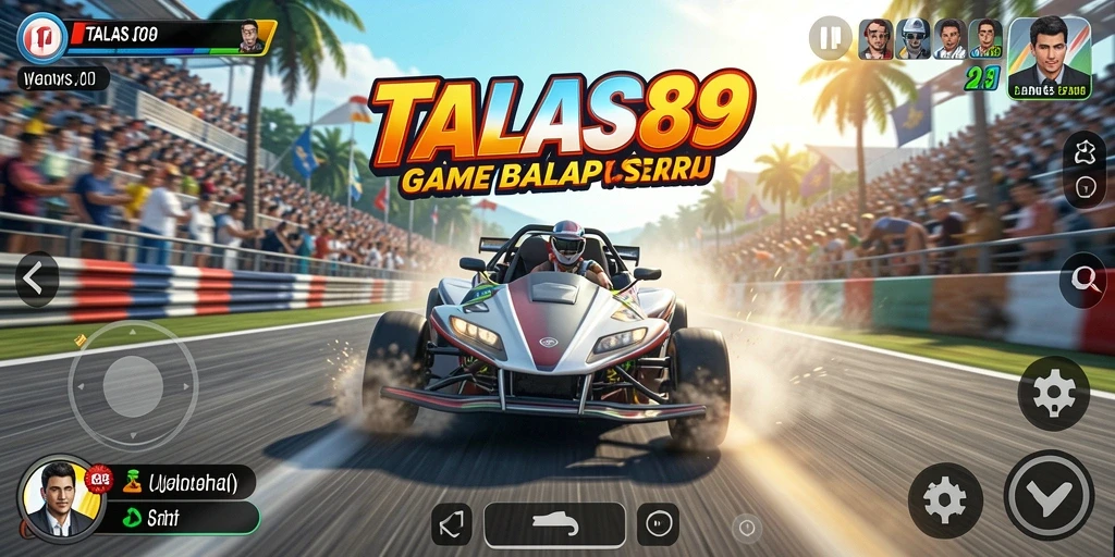 Screenshot menunjukkan aksi balap mendebarkan dalam TALAS89.