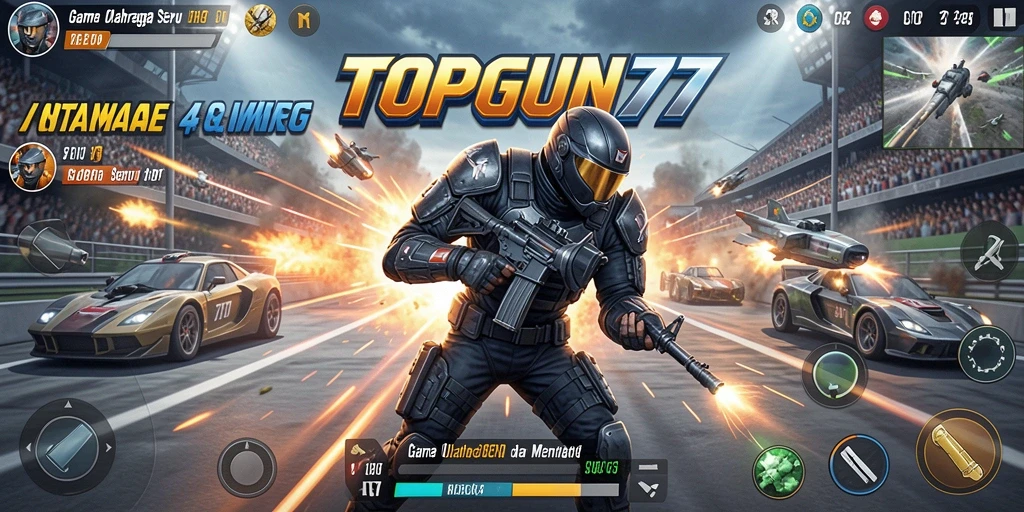 Tampilan gameplay seru di TOPGUN77 dengan aksi olahraga.