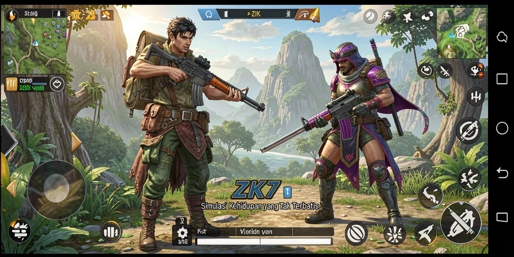 Tampilan gameplay ZK7 yang menakjubkan dan interaktif.