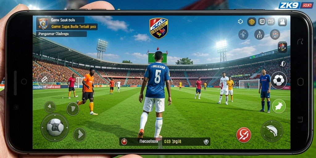 Tampilan gameplay ZK9 yang mendebarkan dalam pertandingan sepak bola.
